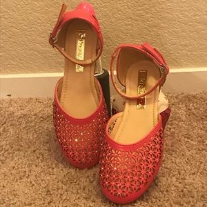 Sparkling Coral Ballerina Shoes
